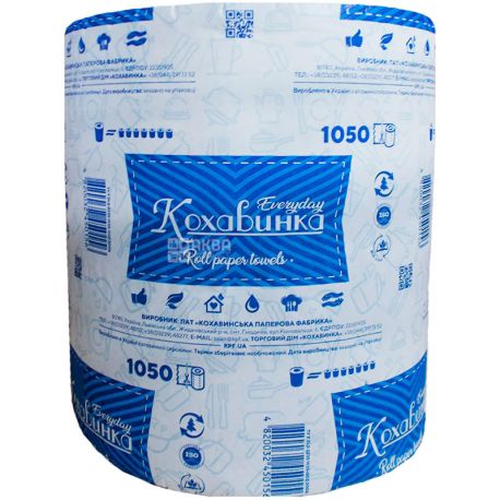 Kokhavinka, 1 roll., Paper towels, single layer, blue, 150 m, 1050 sheets, 20x20 cm