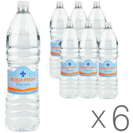Acqua Panna, 1,5 л, Упаковка 6 шт., Аква Панна, Вода мінеральна негазована, ПЕТ
