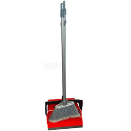 Атма Duster Set 8257, Набор Дастер для уборки, совок и щетка, пластик, резина, красный, 66 см