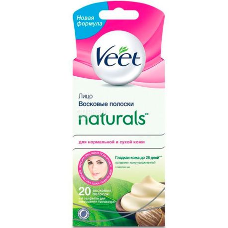 Veet, 10 pcs., Wax strips for depilation, with shea butter, for normal to dry skin