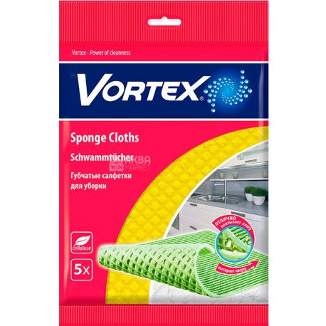 Vortex, Серветка для прибирання, губчаста, 5 шт