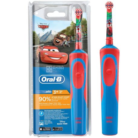 Oral-B Braun Cars, 1 шт., Електрична Дитяча зубна щітка, м'яка, акумуляторна