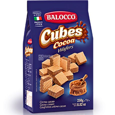 Balocco Cubes, 250 г, Вафли с какао