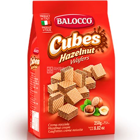 Balocco Cubes, 250 g, Wafers with Hazelnuts