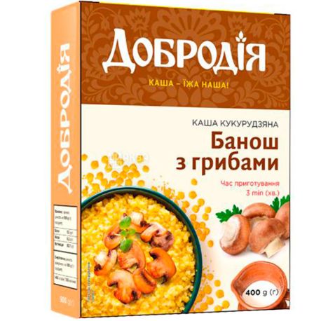 Dobrodiya Banosh, 400 g, Corn porridge with mushrooms
