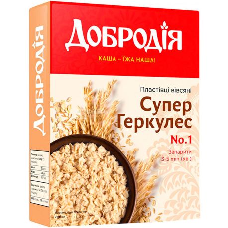 Добродія, Супер Геркулес, 500 г, Пластівці вівсяні
