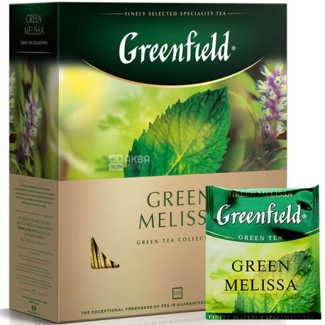 Greenfield, Green Melissa, 100 пак., Чай Грінфілд, Грін Меліса, зелений