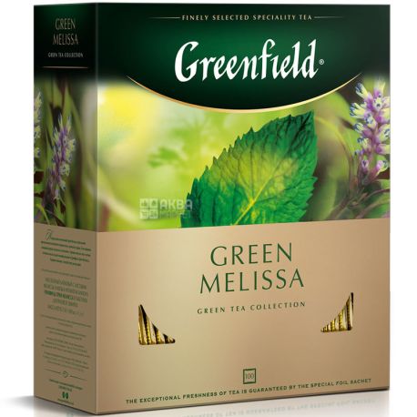 Greenfield, Green Melissa, 100 пак., Чай Грінфілд, Грін Меліса, зелений
