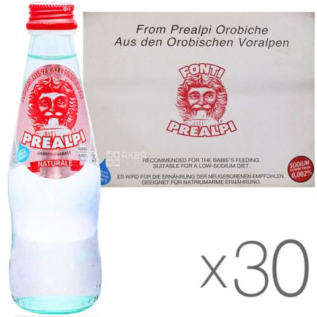 Fonti Prealpi, 0.25 L, Pack of 30 pcs, Prealpi, Non-carbonated mineral water, glass