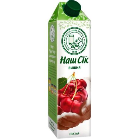 Наш Сік, Вишня, 0,95 л, Нектар натуральный