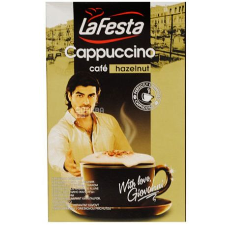 La Festa, Cappuccino, Hazelnut, 10 х 12,5 г, Ла Феста, Капучино з горіховим смаком, в стіках