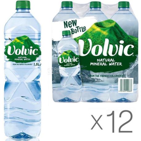 Volvic, 1,5 л, Упаковка 12 шт., Вольвік, Вода мінеральна негазована, ПЕТ