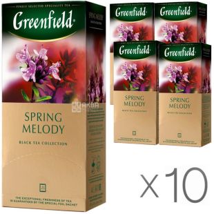 Greenfield Spring Melody, 25 пак., Чай Гринфилд Спринг Мэлоди, черный с чабрецом, Упаковка 10 шт.