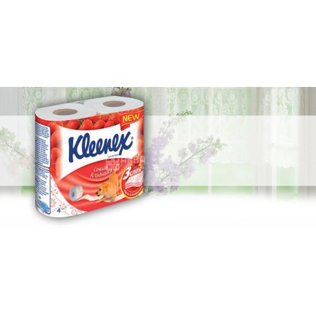 Kleenex, 4 рулони, туалетний папір, Aromа Care, Полуниця, м/у