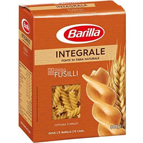 Barilla Fusilli Integrale, 500 г, Макароны Барилла Фузилли Интеграле, цельнозерновые