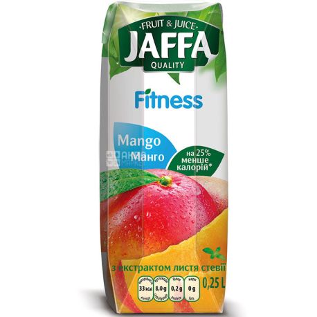 Jaffa, Fitness, Манго, 0,25 л, Джаффа, Нектар натуральний з екстрактом листя стевії