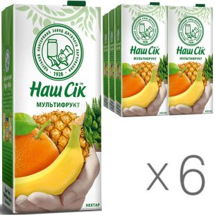 Наш Сік, Упаковка 6 шт. х 1,93 л, Нектар натуральний Мультифруктовий
