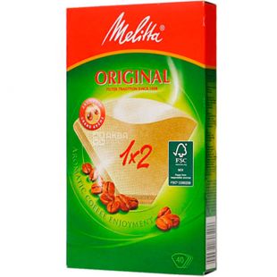 Melitta Original, 40 шт., Фильтр-пакеты №2 для заваривания кофе, бумажные, Мелитта