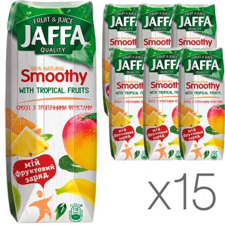 Jaffa Smoothy Wild Berries, Tropical Fruits, Pack of 15 0.25 L each, Jaffa, Natural smoothie