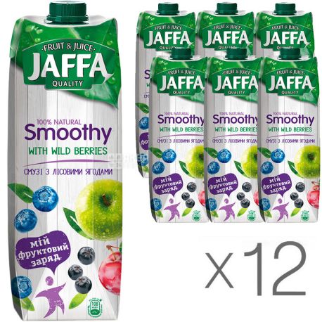Jaffa Smoothy Wild Berries, Лісові ягоди, Упаковка 12 шт. по 0,95 л, Джаффа, Смузі натуральний