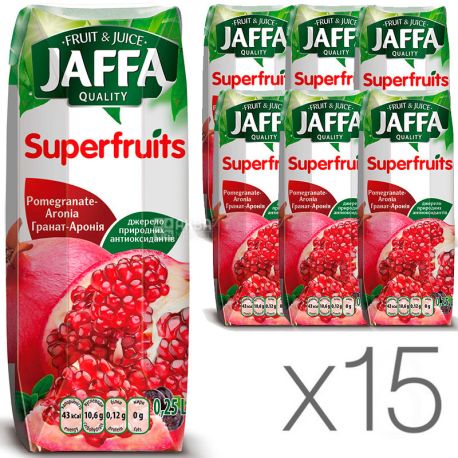 Jaffa, Superfruits, Гранат-Аронія, Упаковка 15 шт. по 0,25 л, Джаффа, Нектар натуральний
