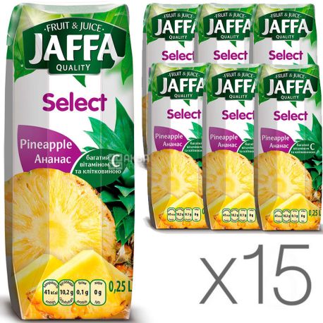 Jaffa, Select, Ананасовый, Упаковка 15 шт. по 0,25 л, Джаффа, Нектар натуральный