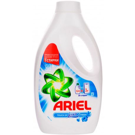 Ariel, Ariel Touch of Lenor Fresh, 1,3 л, Порошок жидкий, Для белого и цветного белья, Автомат