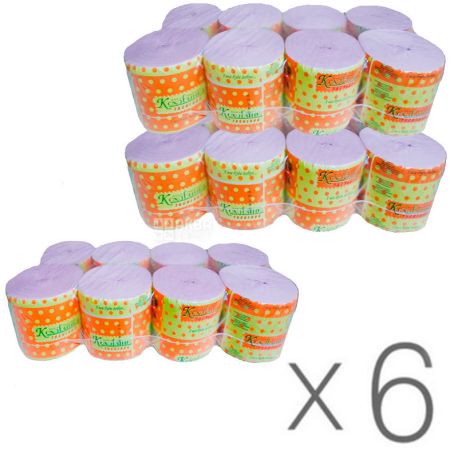 Kokhavinka, 6 packs of 8 rolls each., Toilet paper, without sleeve, pink, 1-ply