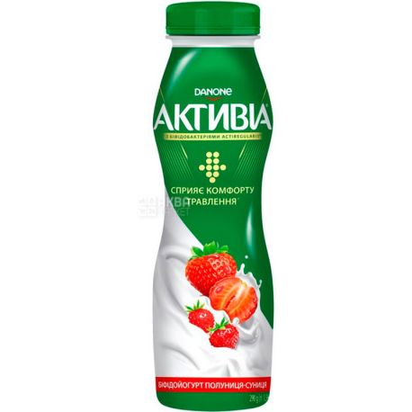 Активіа, 290 г, Біфідойогурт, Полуниця Суниця, 1,5%