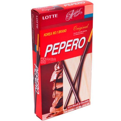 Lotte Pepero Original, 47 g, Lotte Pepero Original, Chocolate-coated straws