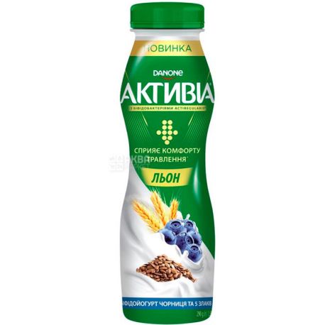 Activia, 290 g, Bifidoyogurt, 1.5%, Flax, Blueberries and 5 cereals