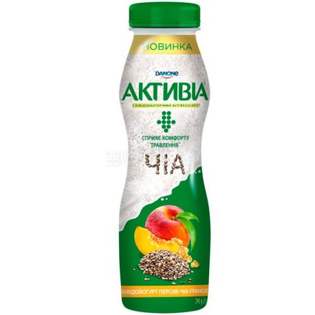 Активіа, 290 г, Біфідойогурт, Персик, Чіа і гранола, 1,5%