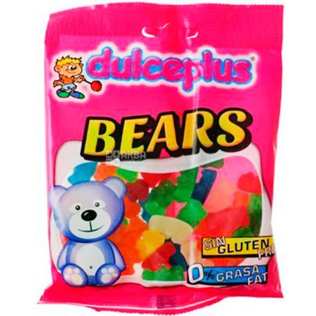Dulceplus Teddy Bears, 100 г, Дульчеплюс, Фруктовые мишки, Жевательные конфеты, без глютена