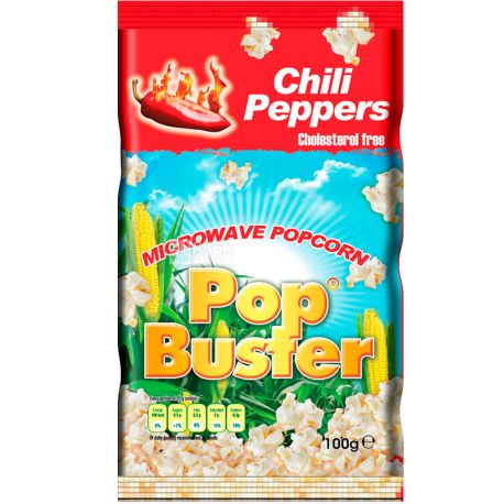 Pop Buster, 100 g, Popcorn for microwave Pop Buster, with Chilean pepper