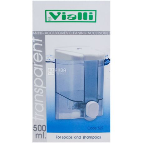 Vialli, Дозатор для мыла и шампуня, 90*90*160 мм, 500 мл 