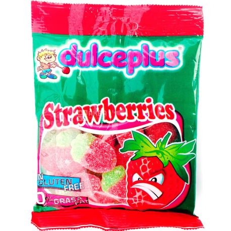 Dulceplus Strawberries, 100 г, Дульчеплюс, Клубника, Жевательные конфеты, без глютена