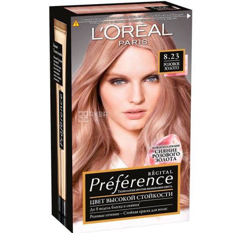 L’Oreal, Recital Preference, Краска стойкая для волос №8.23, Розовое золото