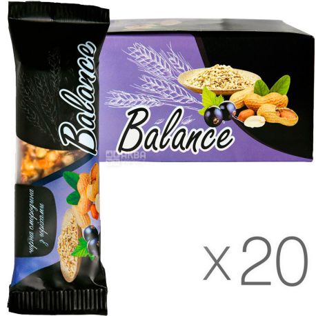 Balance, 30 г, Упаковка 20 шт., Баланс, Батончик злаковый со смородиной и орехами 