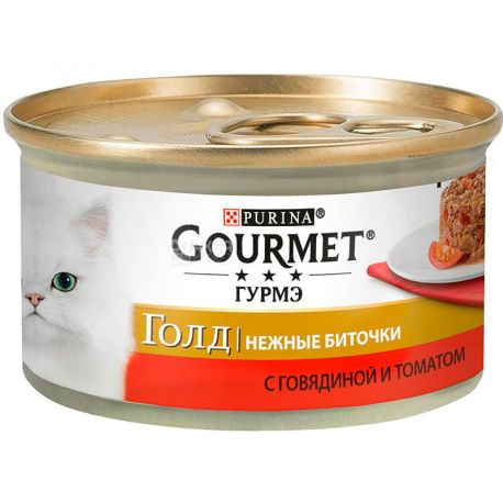 Gourmet Gold, 85 г, Корм для котов, с говядиной и томатами