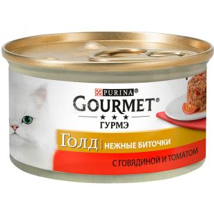 Gourmet Gold, 85 г, Корм для котів з яловичиною та томатами