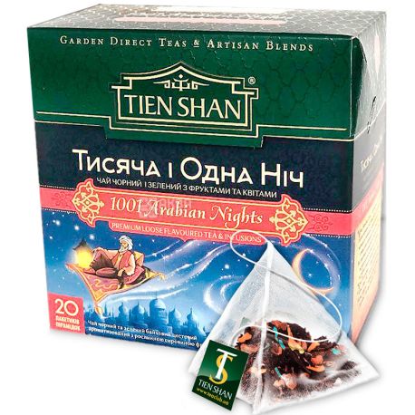 Tien Shan Thousand and One Nights, 20 pack, Black and green tea with petals and fruits