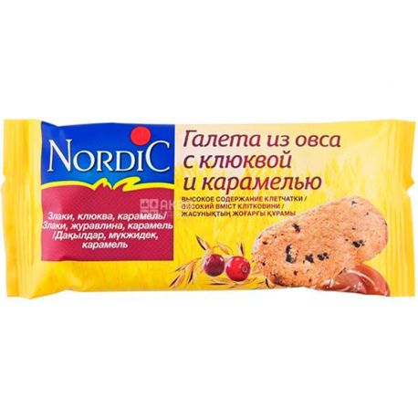 Nordic, 30 г, Нордік Галета з вівса, з журавлиною та карамеллю