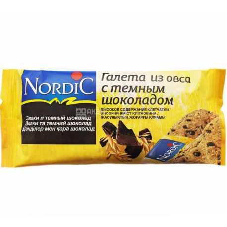 Nordic, 30 г, Нордик, Галета из овса с темным шоколадом 