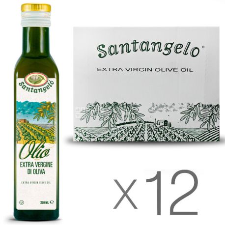 Santangelo oil Olive Extra Virgin, 0,25 л, Олія оливкова Екстра Віржин Сантанжело, скло, 12 шт. в упаковці