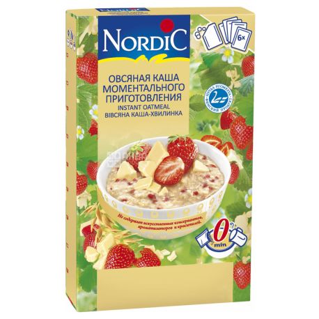 NordiC, 210 г, Каша овсяная Нордик, Белый шоколад и клубника, быстрого приготовления, 6х35 г