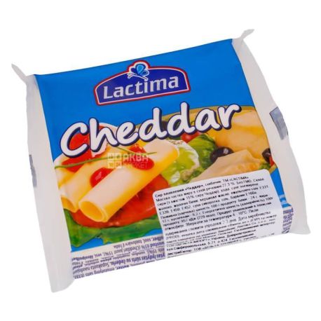 Lactima Cheddar, Сир плавлений Лактима Чеддер, порційний, 120 г