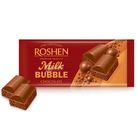 Roshen Milk Bubble, Шоколад Рошен молочный пористый, 80 г