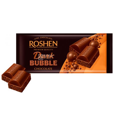 Roshen Dark Bubble, Шоколад Рошен екстрачорний пористий, 80 г