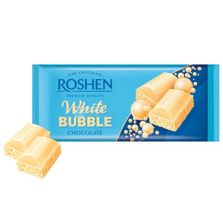 Roshen White Bubble, Шоколад Рошен білий пористий, 80 г
