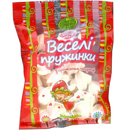 Лісова Казка, 200 г, Жувальний зефір Веселі пружинки, зі смаком полуниці